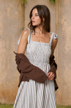 Diana Midi Dress In Brown Stripe