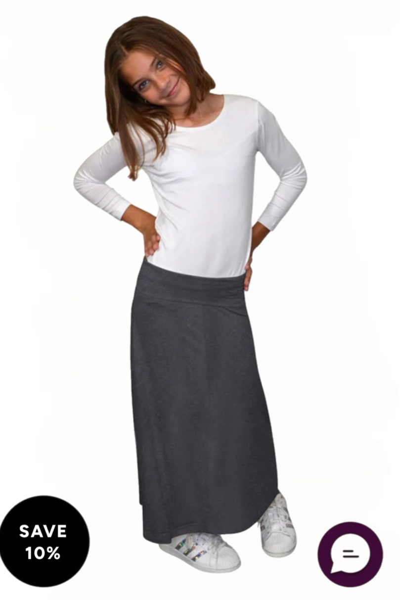 Girls Maxi Skirt - 1430 In Dark Charcoal Grey