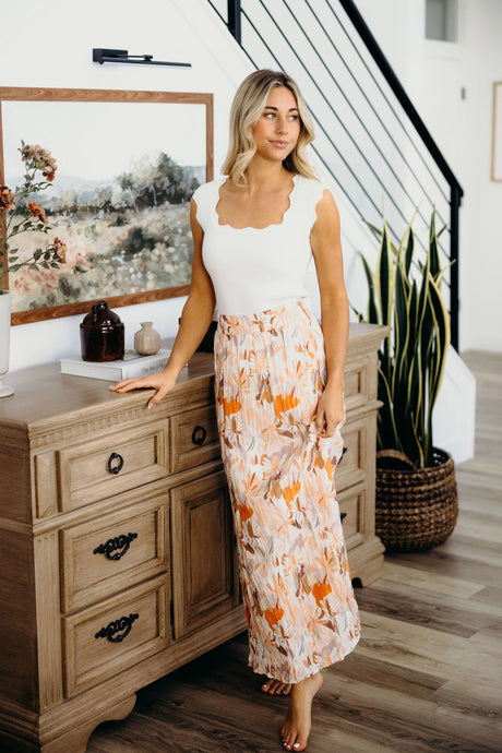 Melon Bloom Maxi Skirt