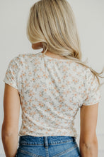 Floral Ribbed Scoop Neck Tee in Apricot Nectar