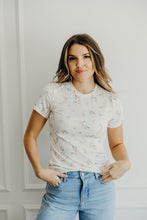 Floral Ribbed Tee in Peach