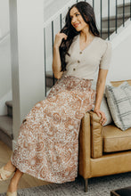 Smocked Waist Maxi Skirt in Copper Crest