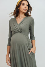 1917 Maternity Nursing Maxi Dress with Pockets in Black, Hunter Green and Olive