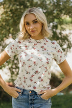 Floral Ribbed Tee in Cherrywood