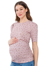 Floral Puff Sleeve Maternity Top Style 2448 in Mauve or Black