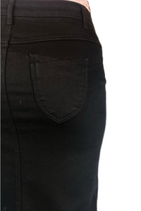 Black Denim Mid-Length Skirt 208-70D