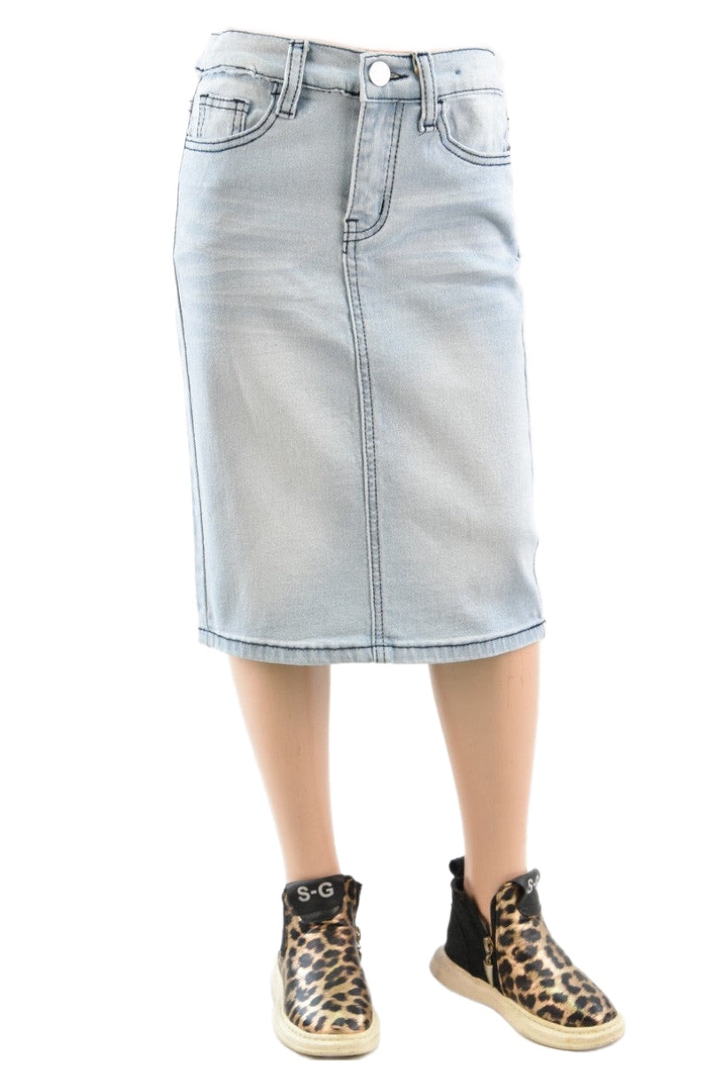 Girls Light Indigo Wash Denim Skirt 77239