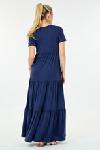 2581 Round Neck Solid Maxi Dress in Navy