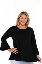 Plus Half Bell Sleeve Top in Black