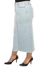 Plus Long Denim Skirt Style 89209X in Light Wash