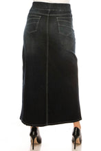 Plus Long Denim Skirt Style 87241X Black Wash