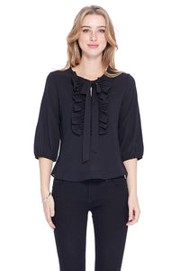 Ruffle Ribon Blouse in Black Style #40306