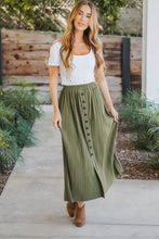 The Reed Pleated Midi in Olive
