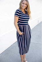 Striped Eliana Dress in Navy