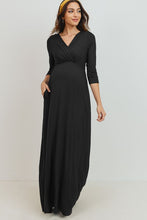 1917 Maternity Nursing Maxi Dress with Pockets in Black, Hunter Green and Olive