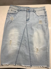 Mid Length Denim Pencil Skirt Style 79090 in Light Indigo