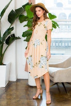 Hydrangea & Butterfly Printed Midi Dress in Blush Style 8224