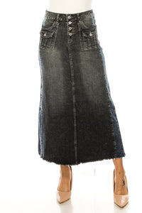 Long Denim Skirt Style 89175 in Black