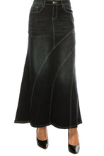 Long Flared Denim Skirt Style 89140 in Black