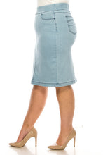 Plus Denim Pencil Skirt 77104X in Light Indigo