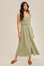 Smocked Button Front Dress 3918
