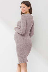 Double Layer Long Sleeve Nursing Dress Style 2546 in Dusty Pink