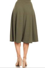 High Waisted A-line Midi Skirt 6132 in Olive