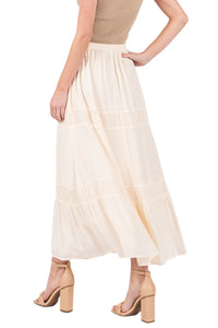 Tiered Silhouette Maxi Skirt in Cream 0486