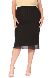 Plus Chiffon Overlay Maxi Skirt Style 841 in Black