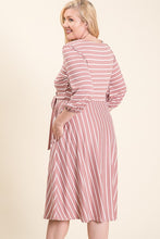 Plus Striped Midi Dress in Navy/Ivory Style 5094X
