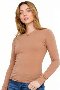 Long Sleeve Cotton Tee 7464 in Beaver Fur