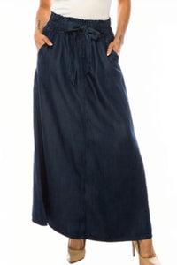 Long Denim Skirt Style 89220 in Dark Indigo