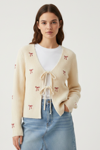 Bow Embroidery Cardigan In Cream