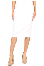 Mid Length Twill Skirt Style 79174 in White