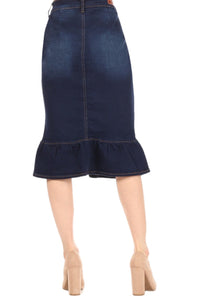 Denim Skirt Style 77531 in Dark Indigo Wash