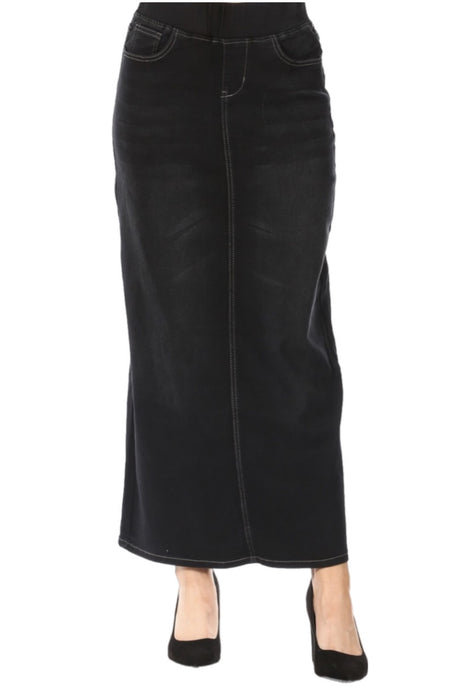 Long Denim Skirt Style 87241 Black Wash