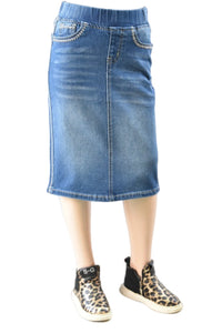 Girls Denim Skirt 77225 in Indigo Wash