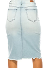 Mid Length Denim Pencil Skirt Style 79138 in Light Indigo