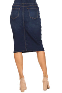 Button Skirt for Women Style 77803  in Dark Indigo Wash