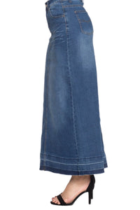 Long Denim Skirt Style 86319 in Indigo Blue