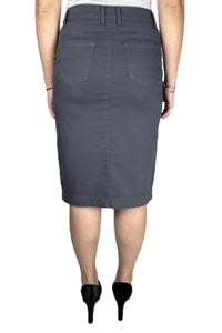 Grey Twill Skirt with Buttons 217-53B