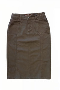 Mocha Mid-Length Twill Skirt style 243/5-34F