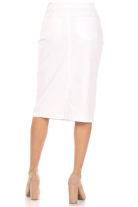 Mid Length Twill Skirt Style 79174 in White