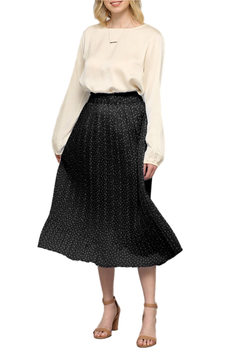 Pleated Skirt Style 2383 in Black or Wine Polka Dot