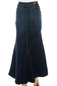 Long Denim Skirt Style 89075 in Dark Indigo