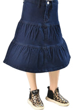 Girls Flared Denim Skirt Style 79241 in Dark Indigo