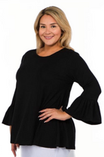 Plus Half Bell Sleeve Top in Black