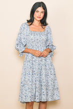 Floral Smocked Dress 1218 in Cream or Light Blue