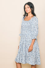 Floral Smocked Dress 1218 in Cream or Light Blue