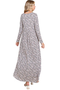 Long Sleeve Maxi Dress Style 1239 in Navy Floral